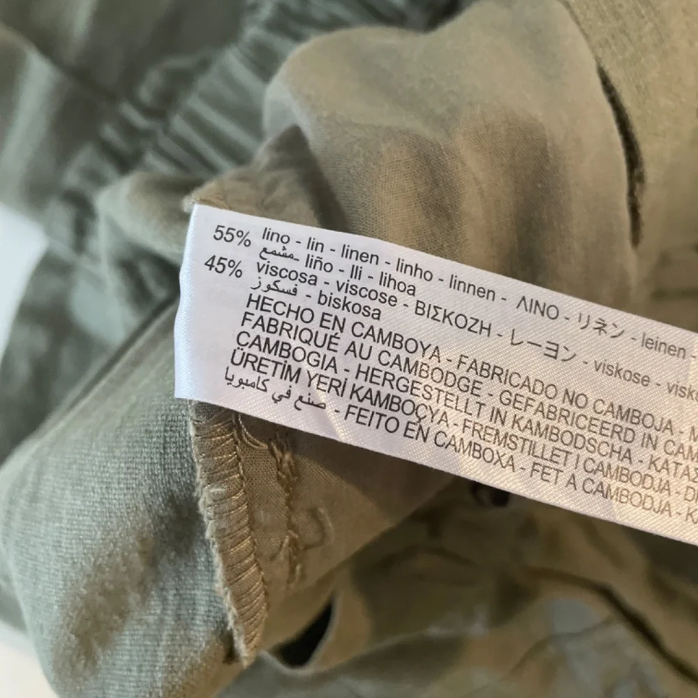 ❤️ Zara Baggy Linen Blend Olive Green Ankle Pants Size 4